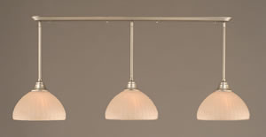 Brushed Nickel Finish Multi Light Pendant With 14" Rosetta Pumpkin Glass Shade
