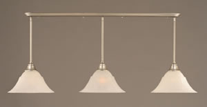 Brushed Nickel Finish Multi Light Pendant With 14" White Marble Glass Shade