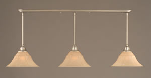 Brushed Nickel Finish Multi Light Pendant With 14" Italian Marble Glass Shade