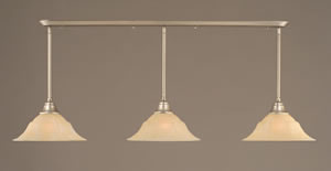 Brushed Nickel Finish Multi Light Pendant With 16" Amber Marble Glass Shade