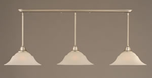 Brushed Nickel Finish Multi Light Pendant With 14" Tiger Glass Shade