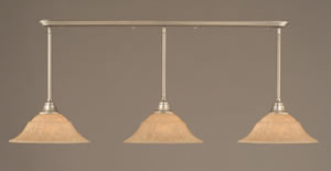 Brushed Nickel Finish Multi Light Pendant With 16" Tiger Glass Shade