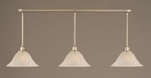 Brushed Nickel Finish Multi Light Pendant With 14" Alabaster Swirl Glass Shade