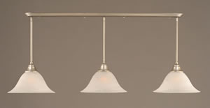 Brushed Nickel Finish Multi Light Pendant With 14" Alabaster Glass Shade
