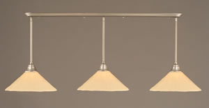 Brushed Nickel Finish Multi Light Pendant With 16" Antique White Glass Shade