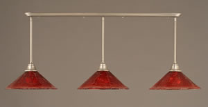 Brushed Nickel Finish Multi Light Pendant With 16" Raspberry Crystal Glass Shade