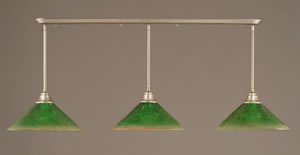 Brushed Nickel Finish Multi Light Pendant With 16" Kiwi Green Crystal Glass Shade