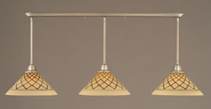 Brushed Nickel Finish Multi Light Pendant With 16" Chocolate Icing Glass Shade