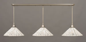 Brushed Nickel Finish Multi Light Pendant With 16" Italian Ice Glass Shade