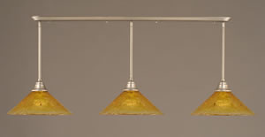 Brushed Nickel Finish Multi Light Pendant With 16" Gold Champagne Crystal Glass Shade