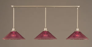 Brushed Nickel Finish Multi Light Pendant With 16" Wine Crystal Glass Shade