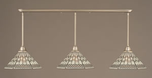 Brushed Nickel Finish Multi Light Pendant With 16" Pewter Tiffany Glass 
