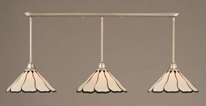 Brushed Nickel Finish Multi Light Pendant With 16" Pearl Flair Tiffany Glass 