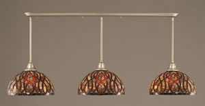 Brushed Nickel Finish Multi Light Pendant With 15" Persian Nites Tiffany Glass 