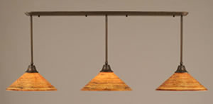 Bronze Finish Multi Light Pendant With 16" Firré Saturn Glass Shade