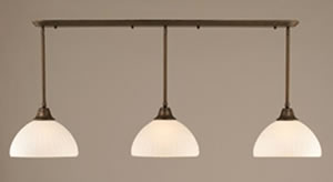 Bronze Finish Multi Light Pendant With 14" Alabaster Pumpkin Glass Shade