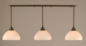 Bronze Finish Multi Light Pendant With 14" Rosetta Pumpkin Glass Shade