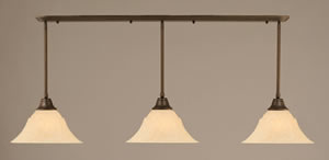 Bronze Finish Multi Light Pendant With 14" Amber Marble Glass Shade