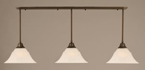 Bronze Finish Multi Light Pendant With 14" White Marble Glass Shade