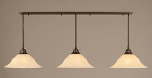 Bronze Finish Multi Light Pendant With 16" Amber Marble Glass Shade