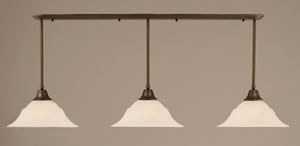 Bronze Finish Multi Light Pendant With 14" Tiger Glass Shade