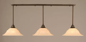 Bronze finish Multi Light Pendant With 16" Tiger Glass Shade
