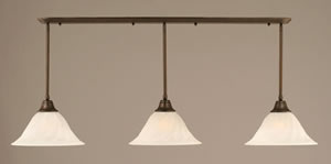 Bronze Finish Multi Light Pendant With 14" Alabaster Swirl Glass Shade