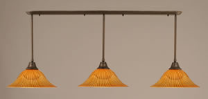 Bronze Finish Multi Light Pendant With 16" Tiger Glass Shade
