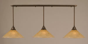 Bronze Finish Multi Light Pendant With 16" Amber Crystal Glass Shade