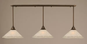 Bronze Finish Multi Light Pendant With 16" Frosted Crystal Glass Shade