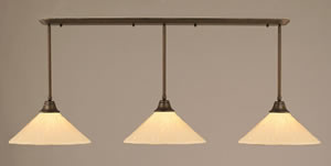 Bronze Finish Multi Light Pendant With 16" Antique White Glass Shade