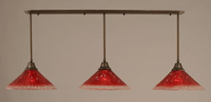 Bronze Finish Multi Light Pendant With 16" Raspberry Crystal Glass Shade