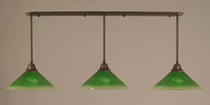 Bronze Finish Multi Light Pendant With 16" Kiwi Green Crystal Glass Shade