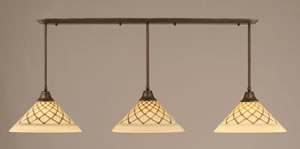 Bronze Finish Multi Light Pendant With 16" Chocolate Icing Glass Shade