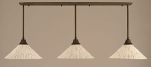 Bronze Finish Multi Light Pendant With 16" Italian Ice Glass Shade