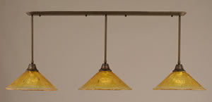 Bronze Finish Multi Light Pendant With 16" Gold Champagne Crystal Glass Shade