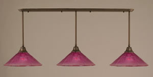 Bronze Finish Multi Light Pendant With 16" Wine Crystal Glass Shade