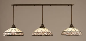 Bronze Finish Multi Light Pendant With 16" Royal Merlot Tiffany Glass