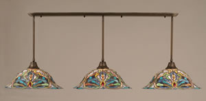 Bronze Finish Multi Light Pendant With 14.75" Butterscotch Tiffany Glass