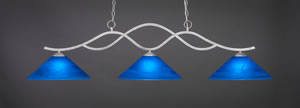 Revo 3 Light Bar Shown In Aged Silver Finish With 16" Blue Italian Glass
