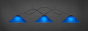 Revo 3 Light Bar Shown In Dark Granite Finish With 16" Blue Italian Glass