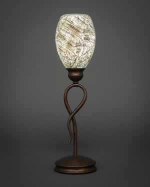 Leaf Mini Table Lamp Shown In Bronze Finish With 5" Natural Fusion Glass