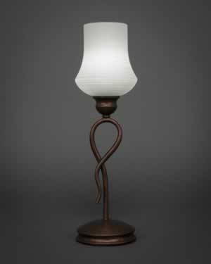 Leaf Mini Table Lamp Shown In Bronze Finish With 5.5" White Linen Glass