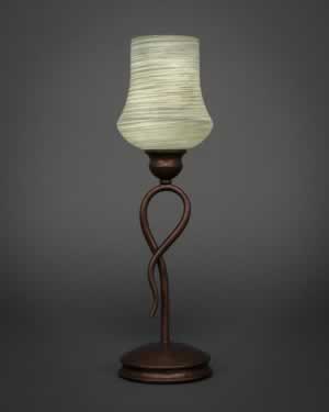 Leaf Mini Table Lamp Shown In Bronze Finish With 5.5" Gray Linen Glass