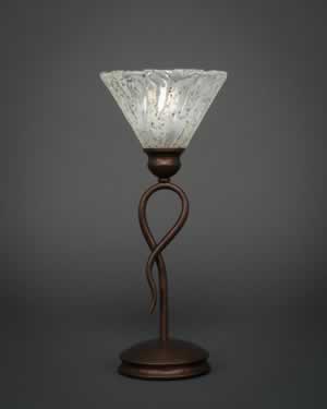 Leaf Mini Table Lamp Shown In Bronze Finish With 7" Italian Ice Crystal Glass