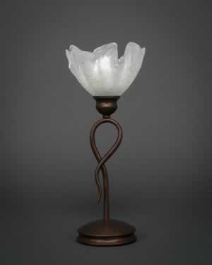 Leaf Table Lamp Shown In Bronze Finish With 7" Gold Ice Glass