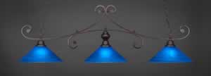 Curl 3 Light Bar Shown In Bronze Finish With 16" Blue Italian Glass