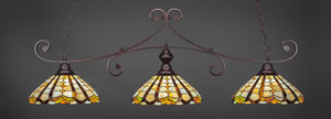 Curl 3 Light Bar Shown In Bronze Finish With 15" Paradise Tiffany Glass