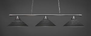 Oxford 3 Light Billiard Light Shown In Brushed Nickel Finish With 16" Charcoal Spiral Glass