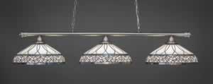 Oxford 3 Light Billiard Light Shown In Brushed Nickel Finish With 16" Royal Merlot Tiffany Glass